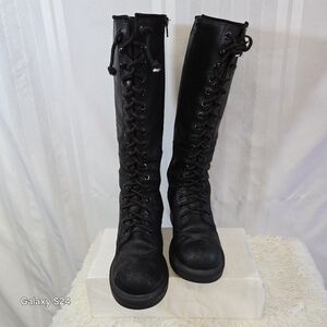 Naona BlackCombat Lace Up Boots  Side Clousure Size 8